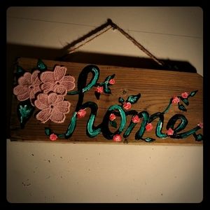 Handcrafted Home Wood Sign Painting flower acrylic